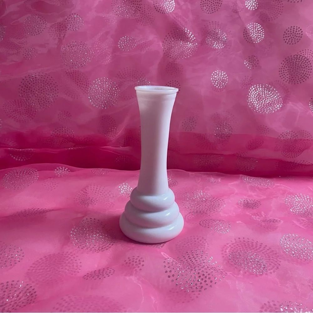 Vintage White Glass Flower Vase 5.5 Inches